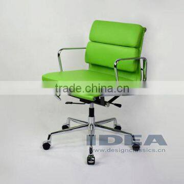 Replica Charles and Ray EA217 Low Back Soft Pad Desk Chair - Salad Green Color Genuine Leather