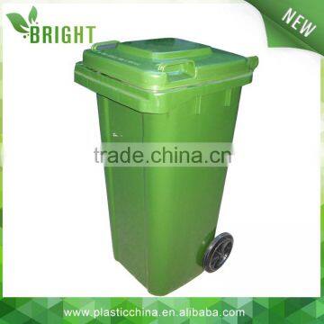 120 liter HDPE industrial plastic outdoor recycling dustbin, mobile hdpe outdoor plastic rubbish bin with wheels