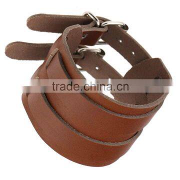 Handmade Genuine Leather Buckle Bangle Punk Bracelet for Men and Women