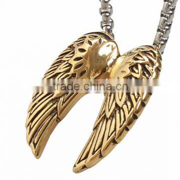 Custom stainless steel Golden Angel Wings Pendant with stock