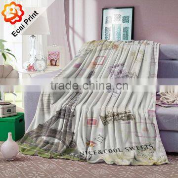 creative retail queen size printing heat transfer printed fleece blanket