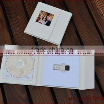 Wedding Leather Fabric Linen DVD USB Storage Packaging Box Case