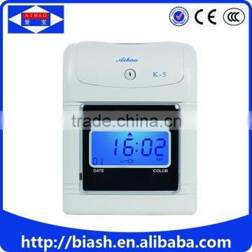 LCD display matrix print card punch time attendance machine