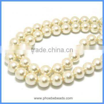 Wholesale AAA High Quality Imitation Faux 10mm Cream White Glass Pearl Beads Loose Strands For Necklaces GPB-10mm013