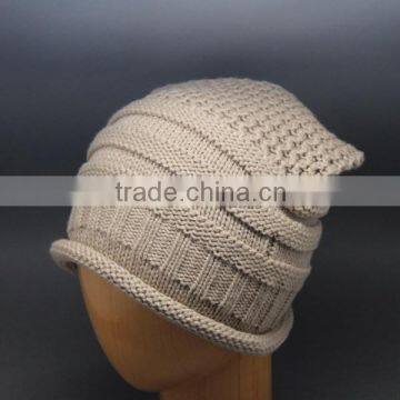 2015 NEW DESIGN YOUR OWN KNIT KHAKI LONG SLOUCH BEANIE HAT FOR GIRL