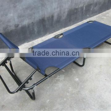 Outdoor folding sun lounger couch bed with backrest and pillow