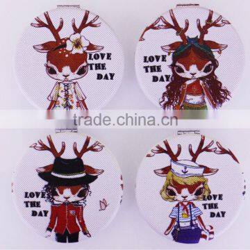 2014 custom designed cartoon deer round pocket mirror ,MB134