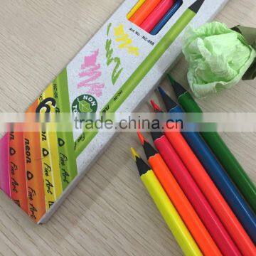 7" Standard Size Triangular Shape Black Wood Neon Color Pencil photo-2