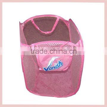 4 side mesh polyester dirty clothes basket with metal frame