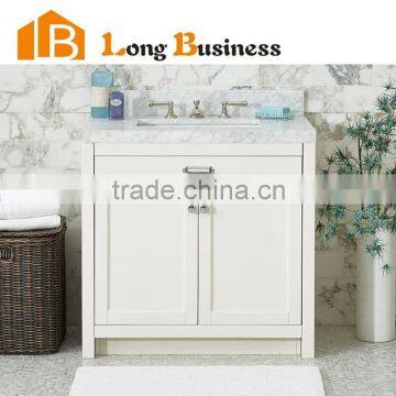 LB-DD2102 White solid wood painting floor bathroom cabinet set