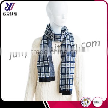 Good quality checked jacquard unisex winter knitted infinity scarf pashmina scarf factory wholesale sales (accept custom)