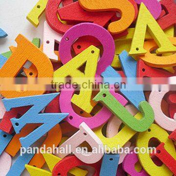 Mixed Painted Wood Letter Pendants, DIY Children Decor, about 100pcs/bag(NNA0Z7N)