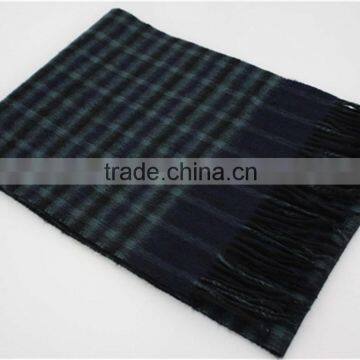 D/Blue Double Sided Plain Wool Scarf With Fringe