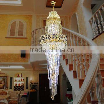 K9 Crystal LED Light Long Spiral Stair Chandelier Pendant Lamp