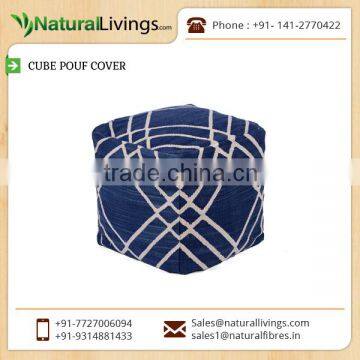 Royal Blue Striped Pattern Pouf Available at Best Selling Market Rate