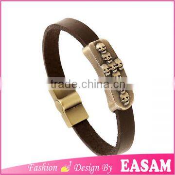 Bracelet leather wholesale skeleton skull leather bracelet customized