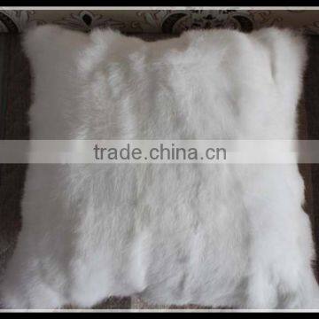 Wholesale cheap price natural rabbit fur throw pillow real fur pillow case