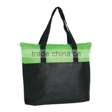 Non-Woven Zippered Tote Bag-green