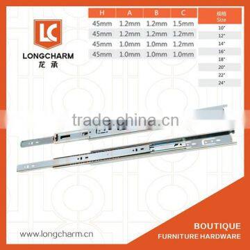 45mm Full Extension Three Folds Ball Bearing Telescopic Drawer channel