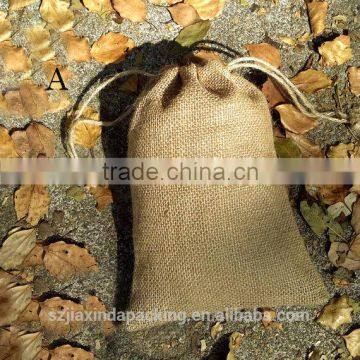 Natural Jute Hessian Hemp Drawstring Bag, Rustic Jute Packaging Bag