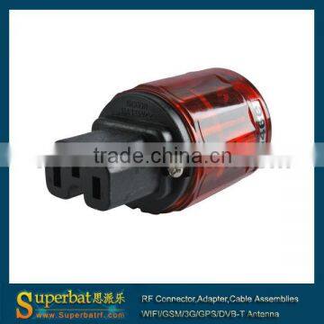 AC 125V IEC320 3 Pin Female Audio Connector Clear Red Model: IEC-2045-C-046E