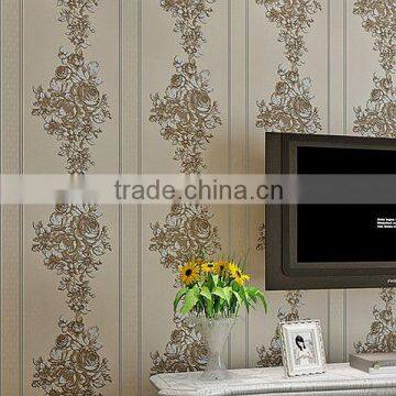 European Pastoral Wallpaper Stripes 3D Non-woven Wallpaper Concrete Wall