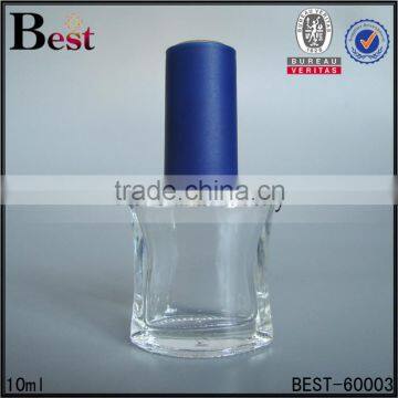 10ml flat shaped empty nail polish container bottle with blue cap