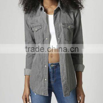 lady grey washed denim shirt