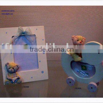 Polyresin bear photo frame, polyresin chick picture frame