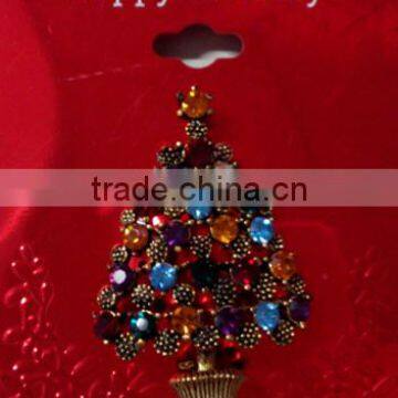 Antique Christmas Tree Rhinestone women Christmas brooch