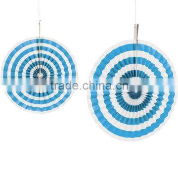 Turquoise and white Stripe Hanging Fans Hanging Ceiling Party Decoration party supplier