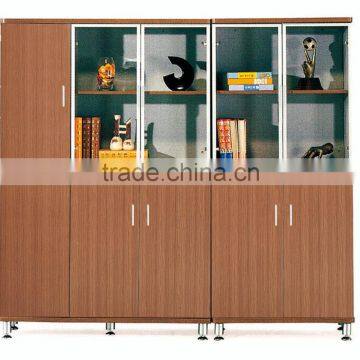 2016 newest simple steel shelf modern glass office furniture glass bookself glass filling cabinet wood cabinet/PT-L015