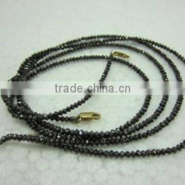 loose diamond beads necklace strand jet black color Indian Manufacturer