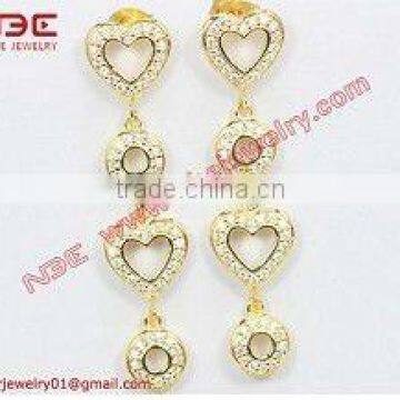 Factory artisan crafted italian hot sale cheap costume 925 silver earrings with yellow gold plated,AAA grade pure clear white cz