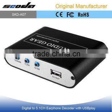 Digital to 5.1CH Earphone Decoder with USB play