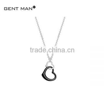 Trendy new 316L stainless steel jewelry necklace , double heart connected ceramic jewelry necklace