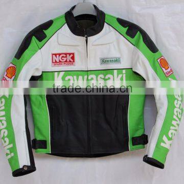 high quality kawasaki Racing Leather Jacket/Race Replica Motorcycle Jacket