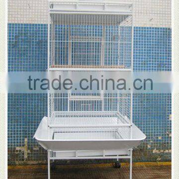 White wrought iron parrot cage