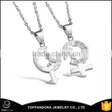 Custom popular gender pendant sliver color stainless steel jewelry