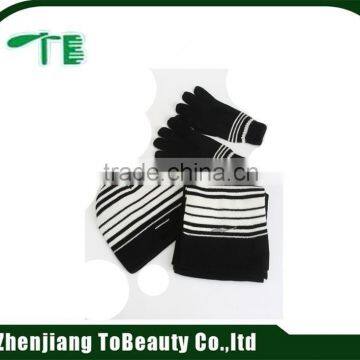 boy's jacquard winter knitted scarf hat glove sets