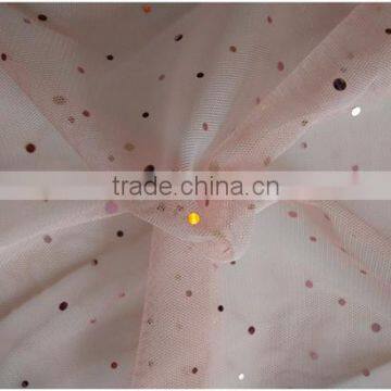 100%polyester Shiny Mesh Fabric Heal Siliver Sequin for Princess Dress