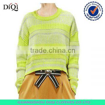 Geometry stripe pattern loose pullover short sweater