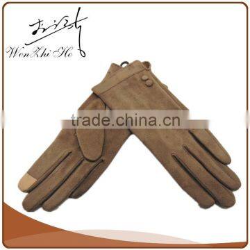 Khaki Color Fancy Hand Gloves Ladies With Cotton