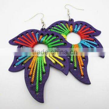 Purple maple leaf wood earring,Handmade earring for women,Fashion accessories