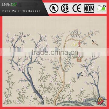 High Quality Chinese Hand-painted Silk Wallpaper for Hotel Home Interior Decoration photo-3