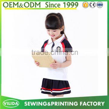 High Quality Kindergarten Uniform New Designs Primary School Uniform Polo Shirt and Shorts or Skirt photo-5