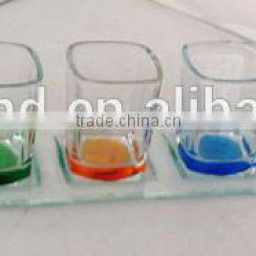 6 pcs color decorative shot glass with tray