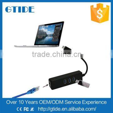 2016 Factory Direct Supply Reversible USB-C to 3-Port USB 3.0 Hub With RJ45 Ethernet Port Adapter