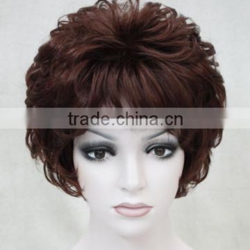 Dark Burgundy short Curly Women Ladies Daily Natural Fluffy Wig N518