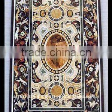 Marble Stone Inlaid Antique Dining Table Tops Pietre Dure Art Work